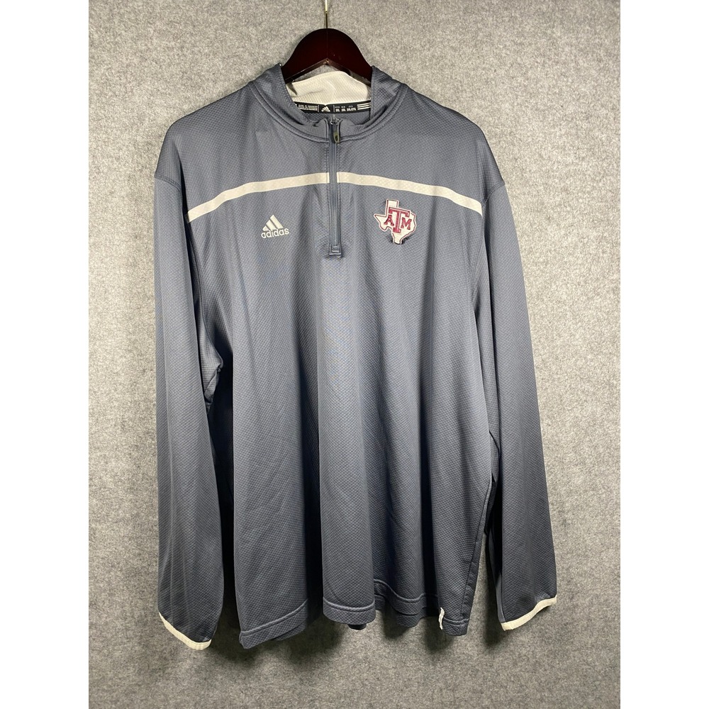 Adidas Mens Texas A&M‎ Aggies SEC Quarter Zip Pullover Grey 2XL Jacket